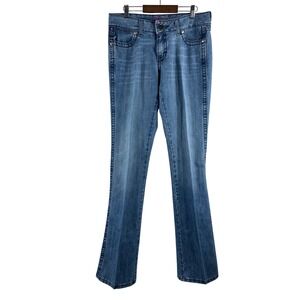 Wrangler Ultimate Riding Jeans Womens 7/8x36 Bootcut Embroidered Blue Western